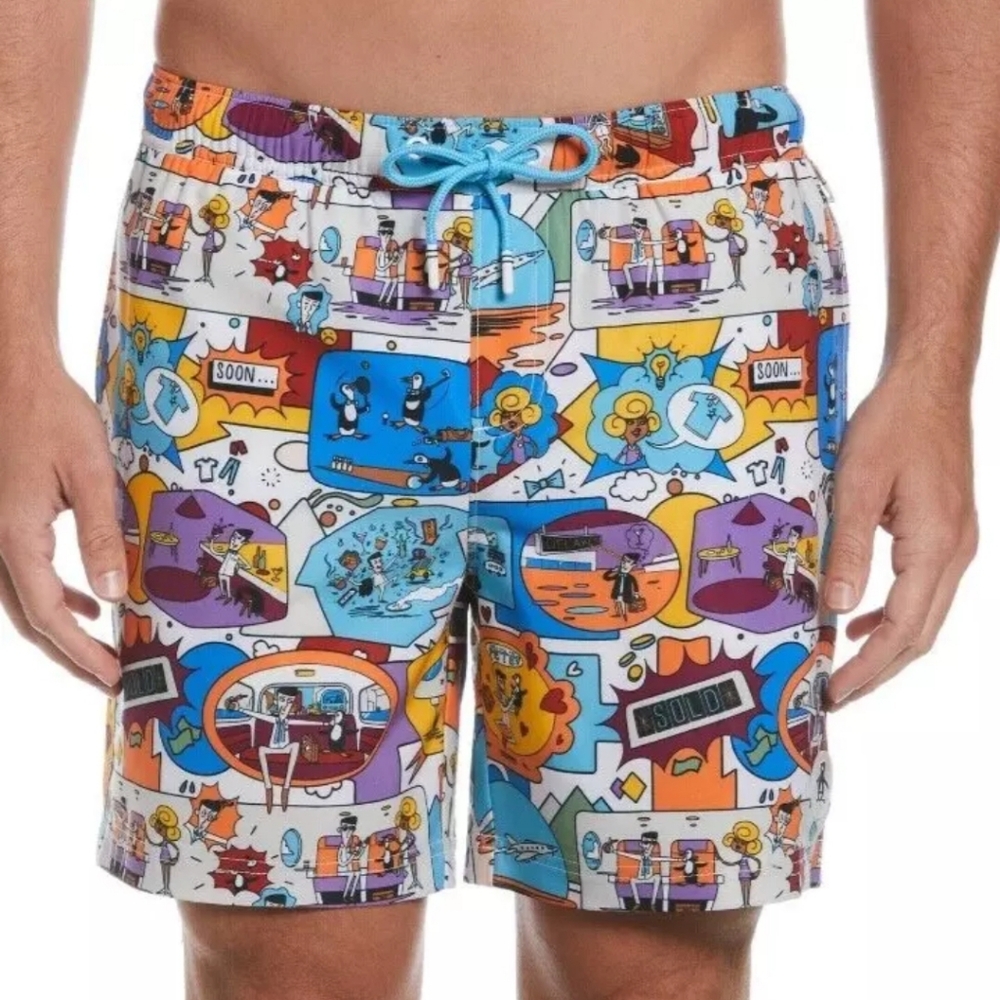 Original Penguin Jethro Haynes Print Stretch Mesh Lined Swim Shorts Size Small